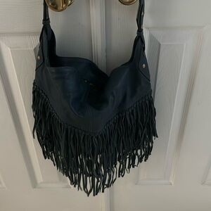 OrYany marine Stevie Soft Nappa Leather Fringe Hobo